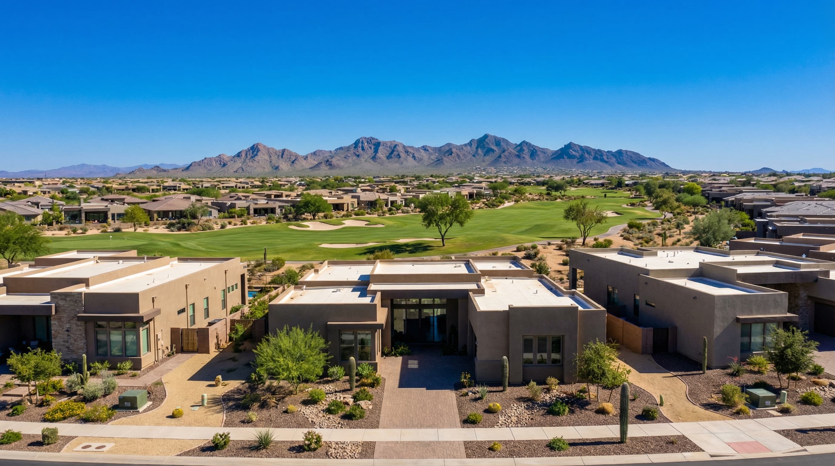 Modern Goodyear Arizona master-planned community with Estrella Mountains and golf courses