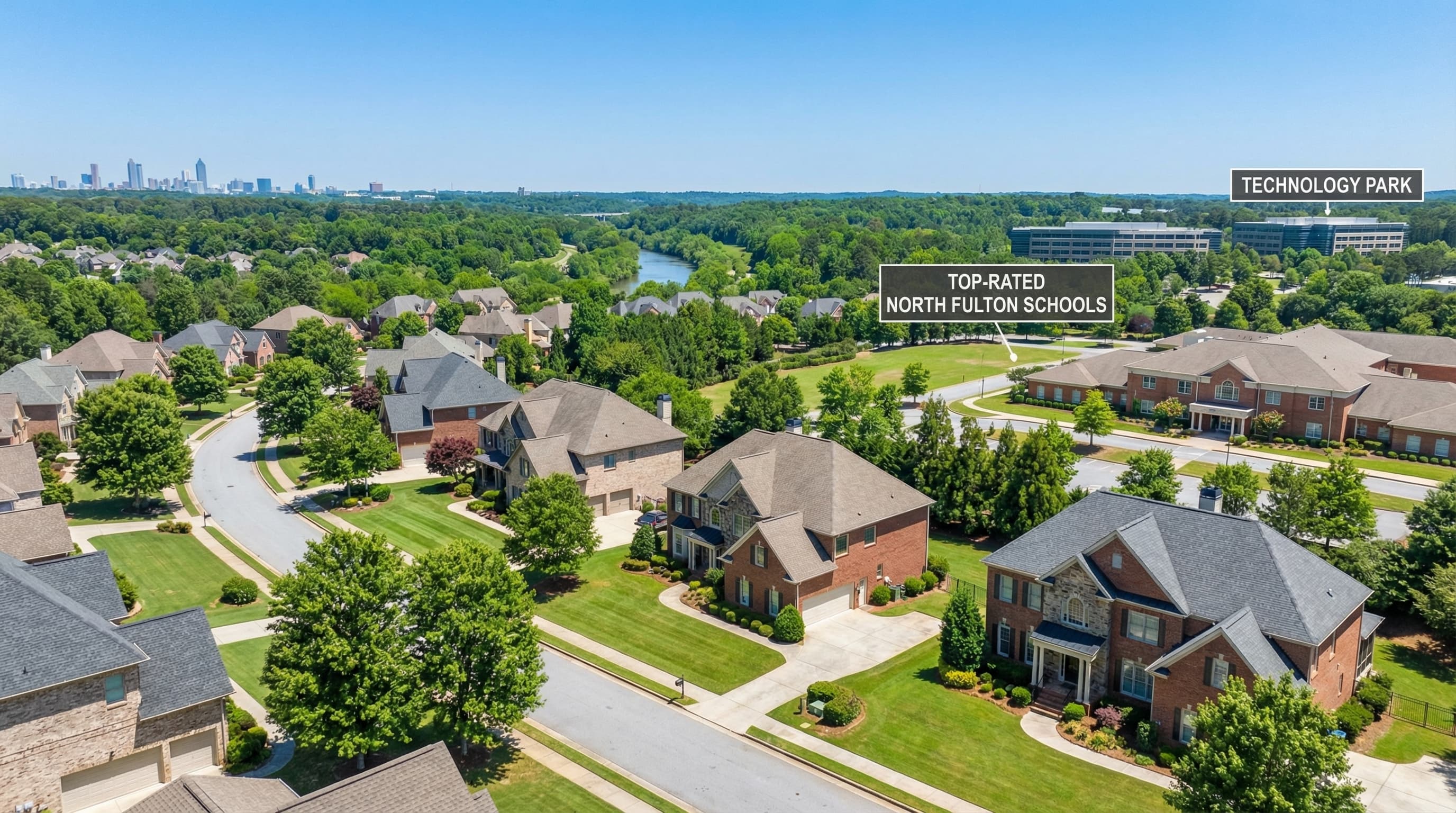 Johns Creek Georgia luxury golf course community with homes along fairway