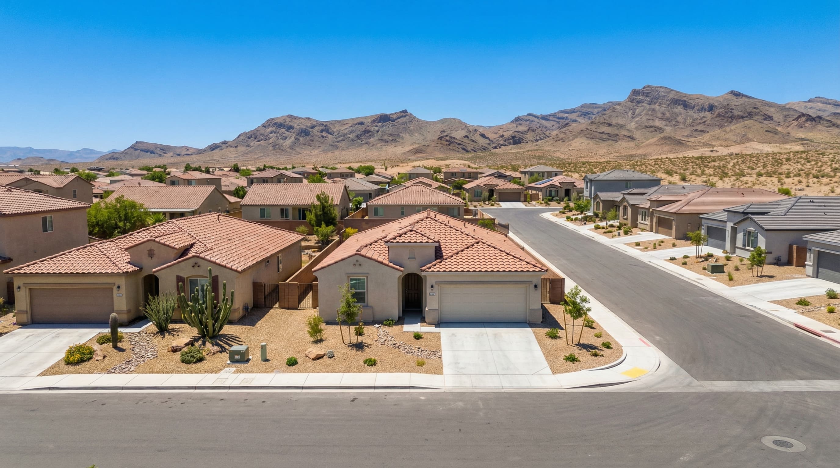 North Las Vegas Nevada growing residential community with modern affordable homes, desert mountain views, and wide suburban streets