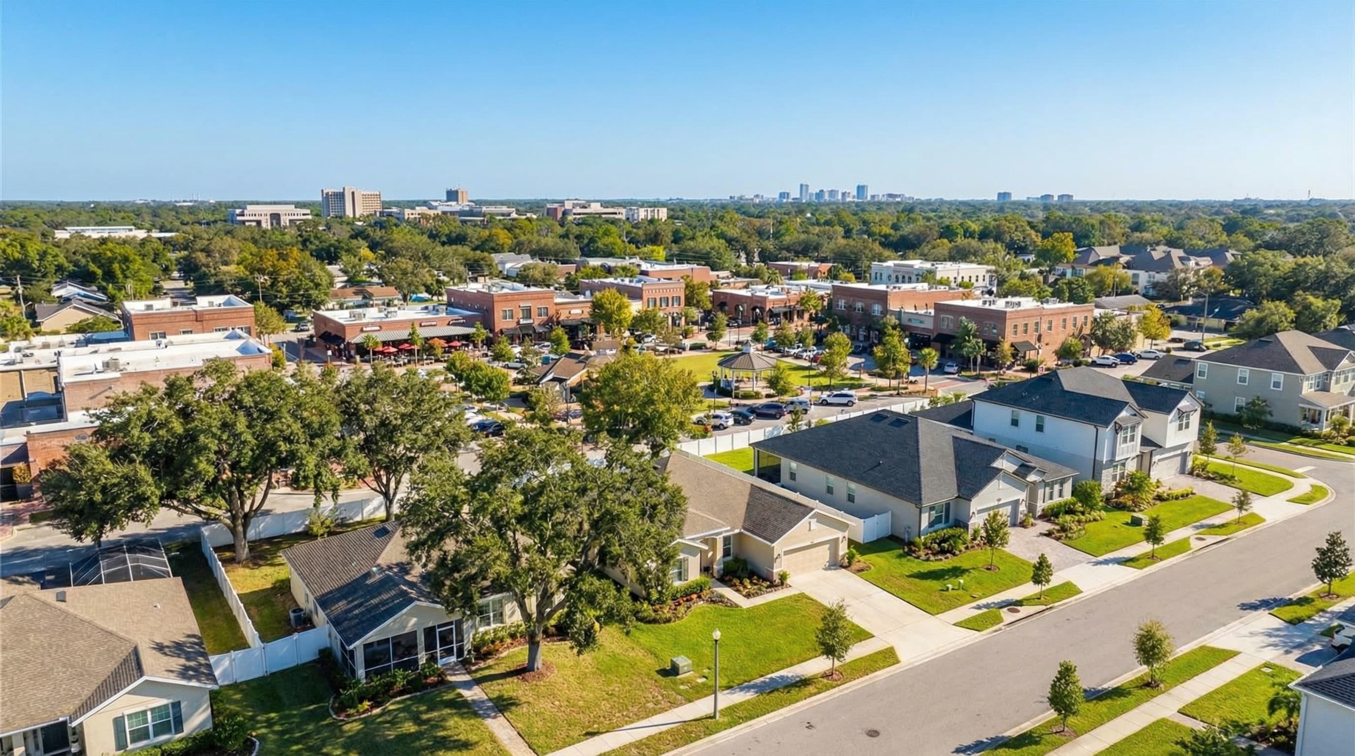 Oviedo Florida chicken statue in downtown with Oviedo on the Park development in background
