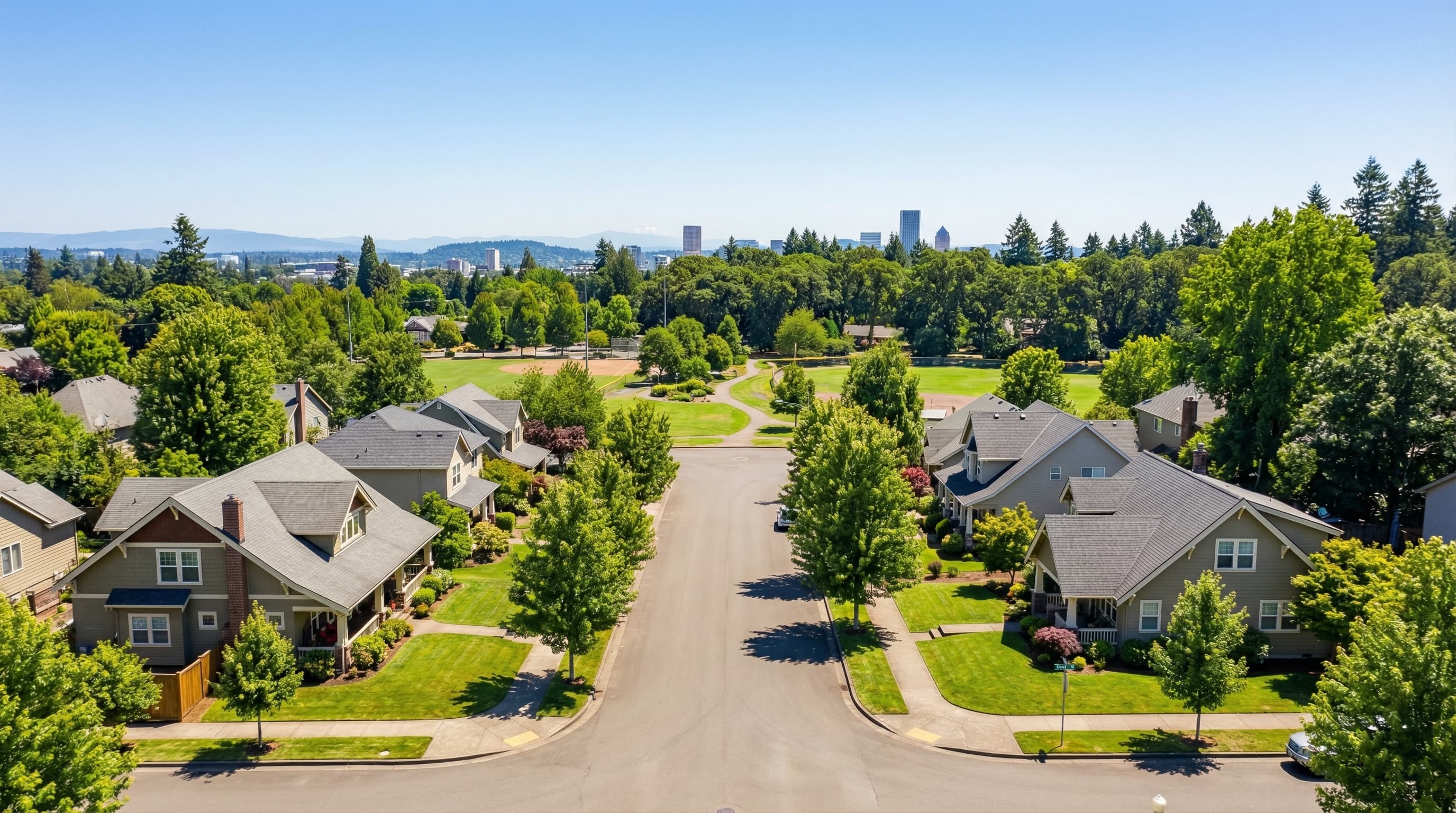 Tigard Oregon Bull Mountain homes with panoramic valley views and Cook Park greenery